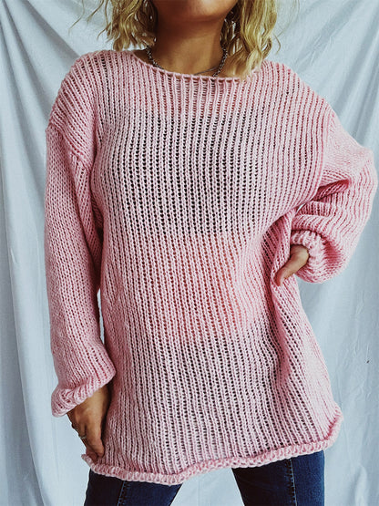 Boat Neck Dropped Shoulder Sweater Blush Pink One Size