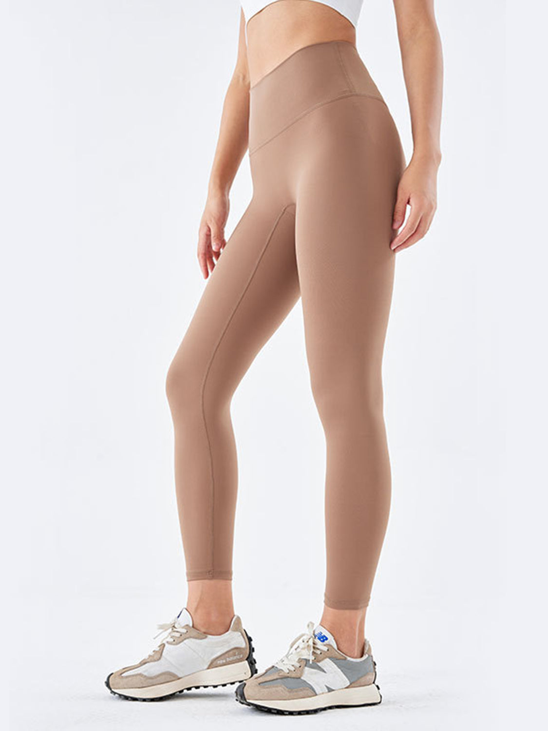 Wide Waistband Sports Leggings Mocha