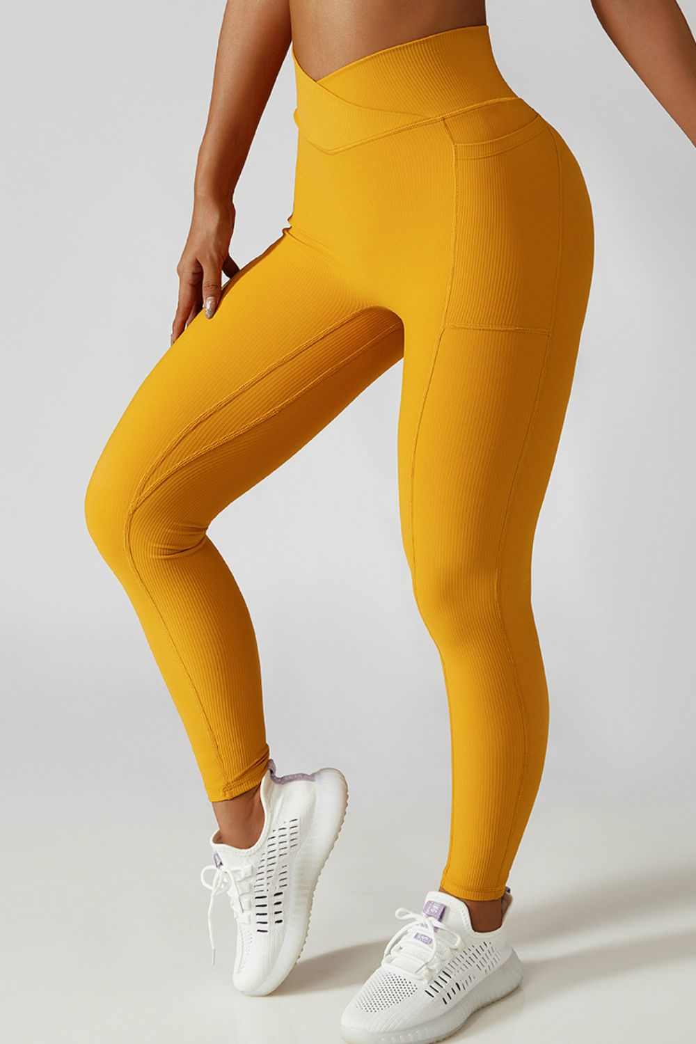 High-Waist Pocket Leggings with Crossover Detail