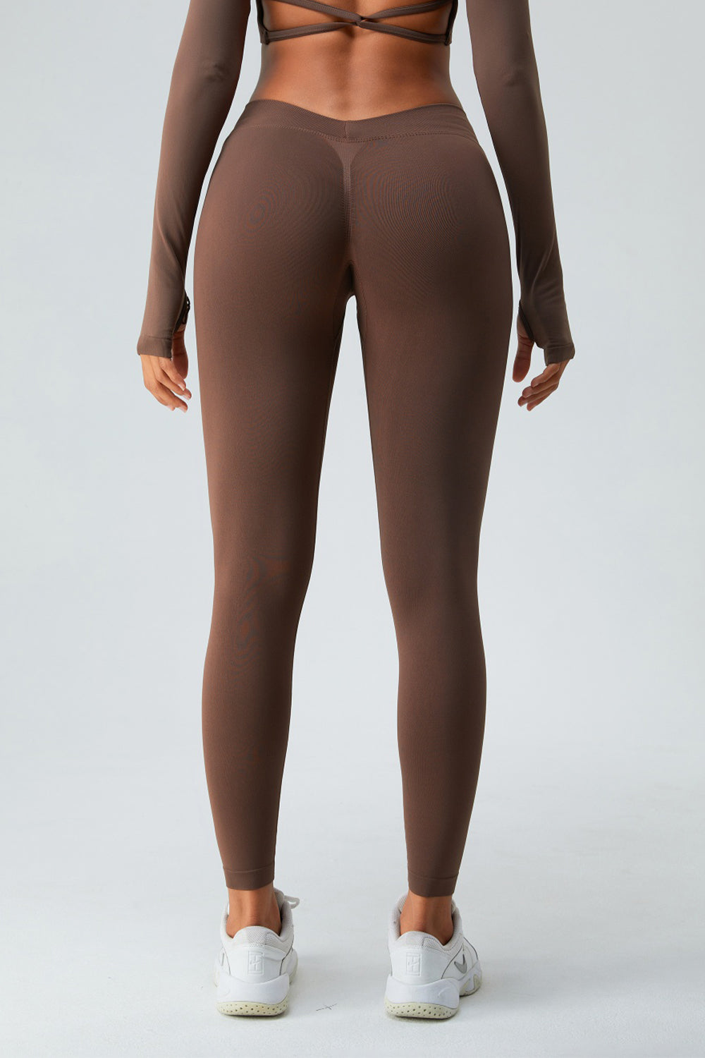 Mid-Rise Waist Active Pants Brown