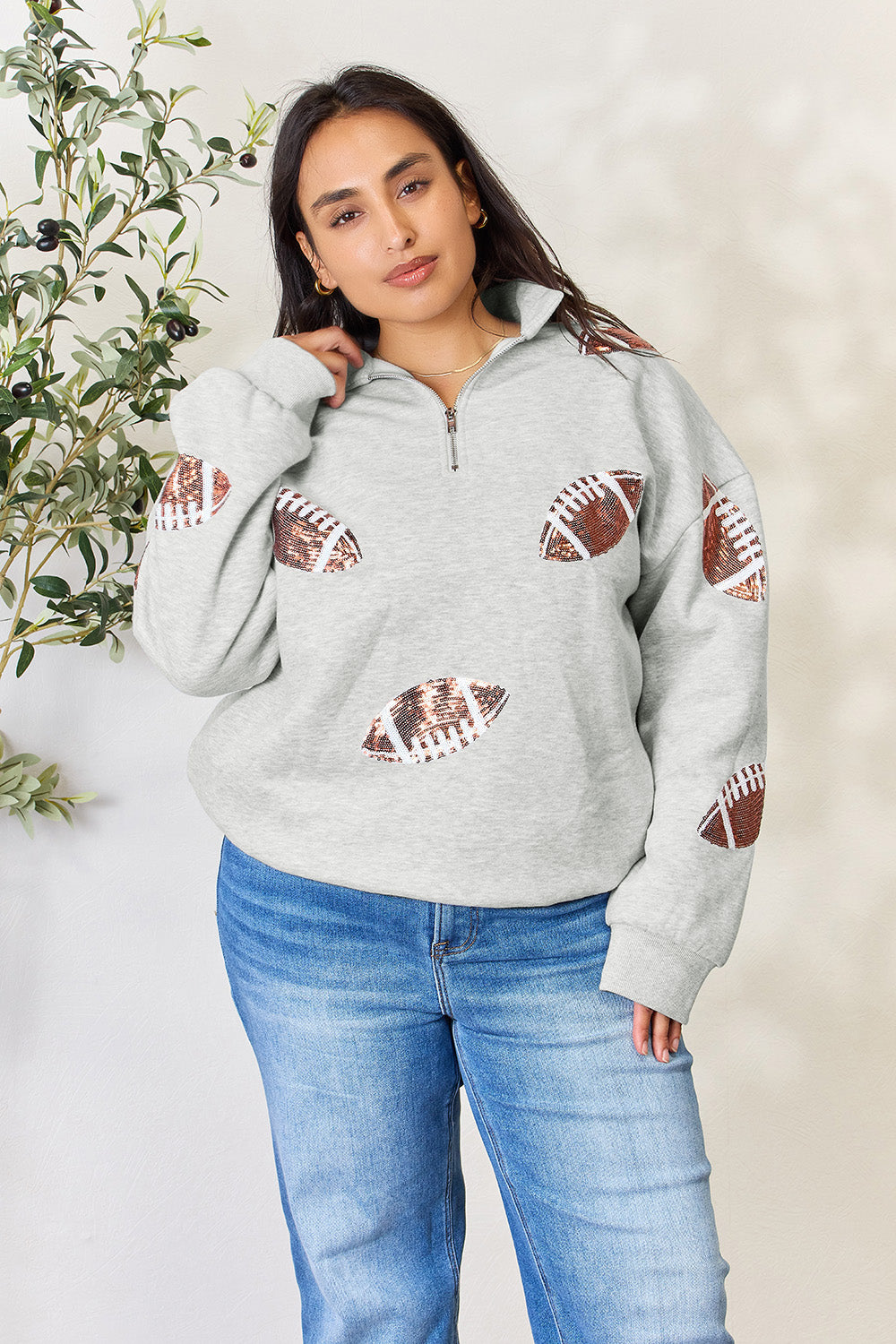 Back-to-School Sequin Football Sweatshirt