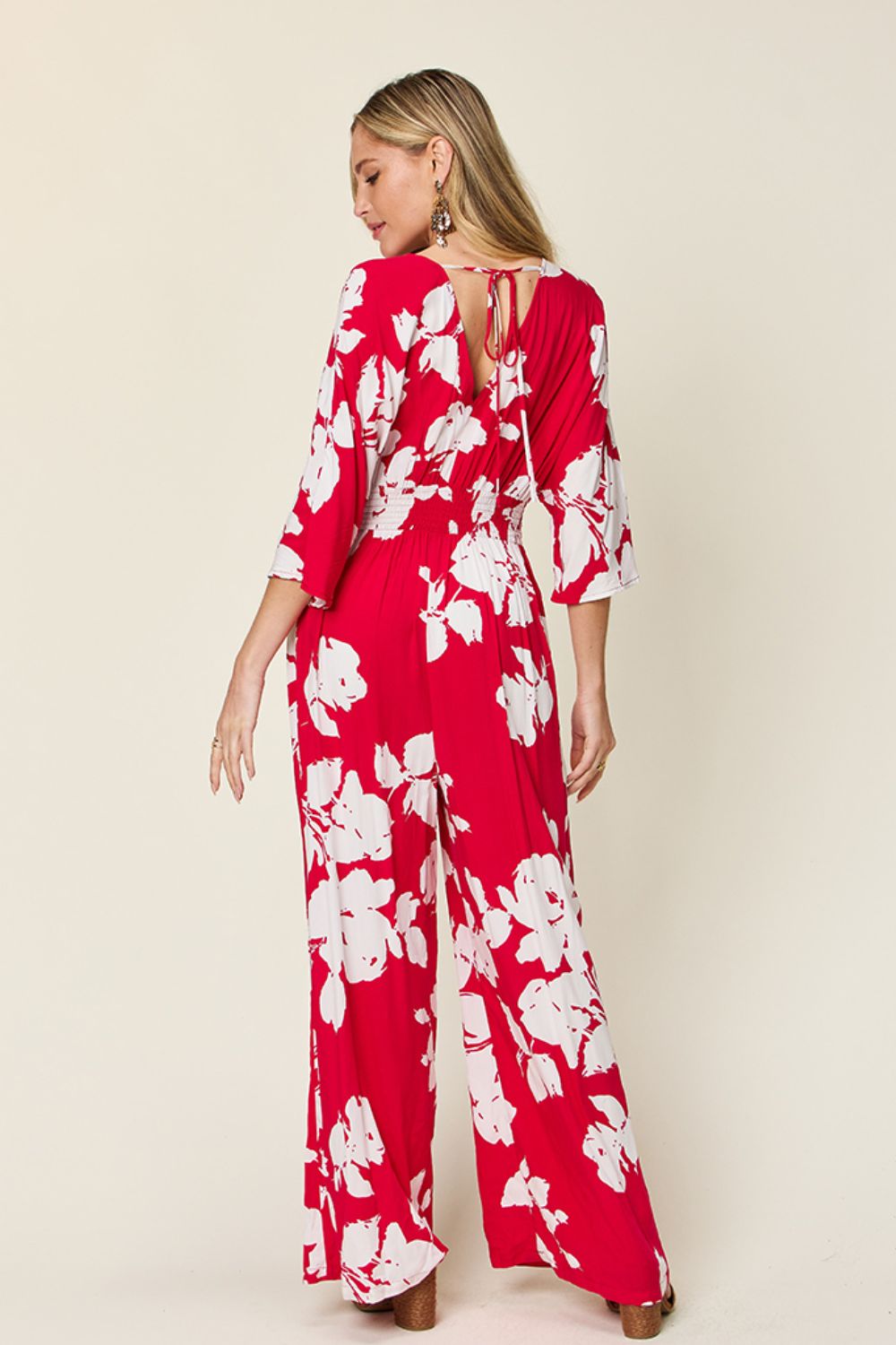 Printed Tie-Back Wide-Leg Jumpsuit