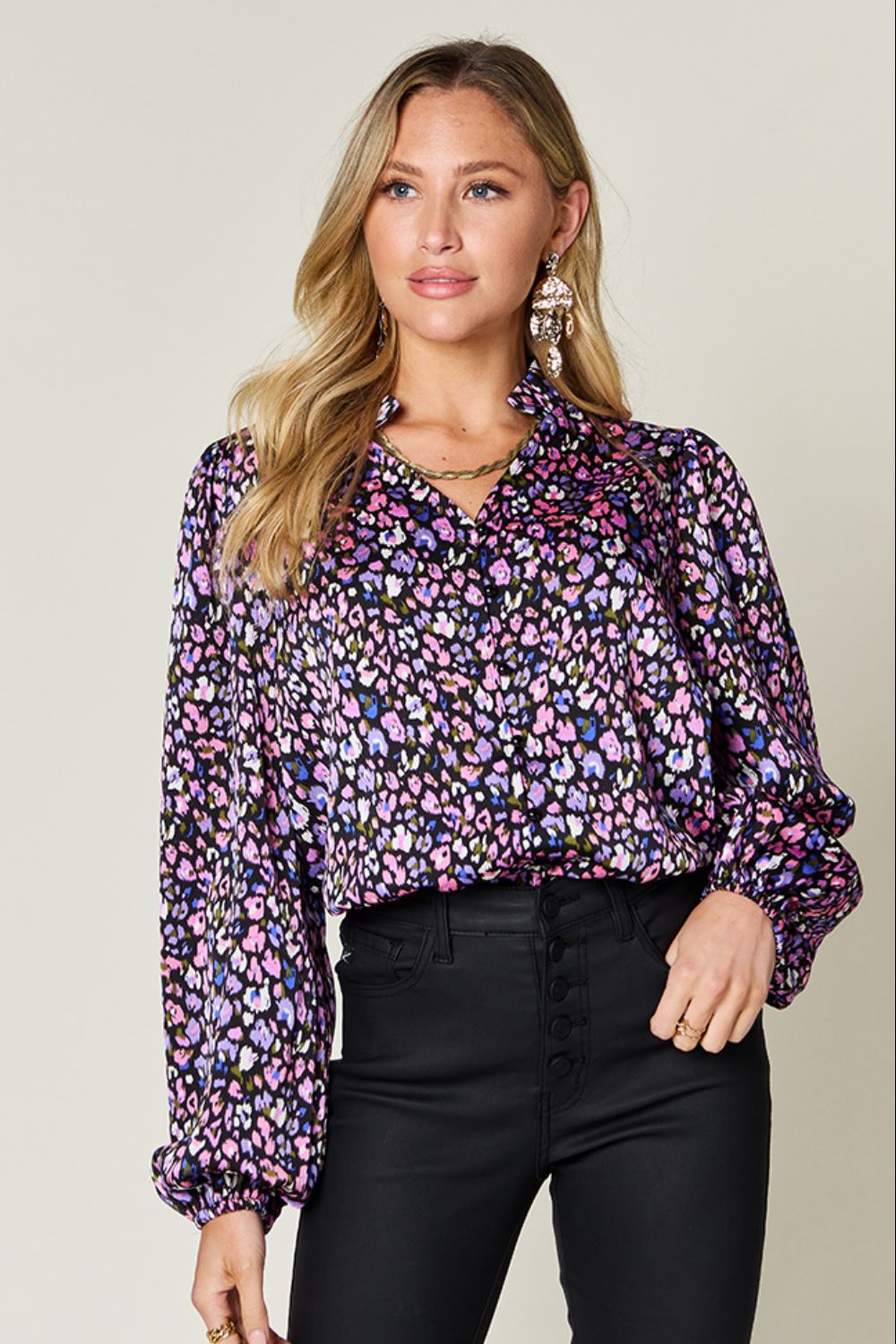 Opaque Printed Long Sleeve Top