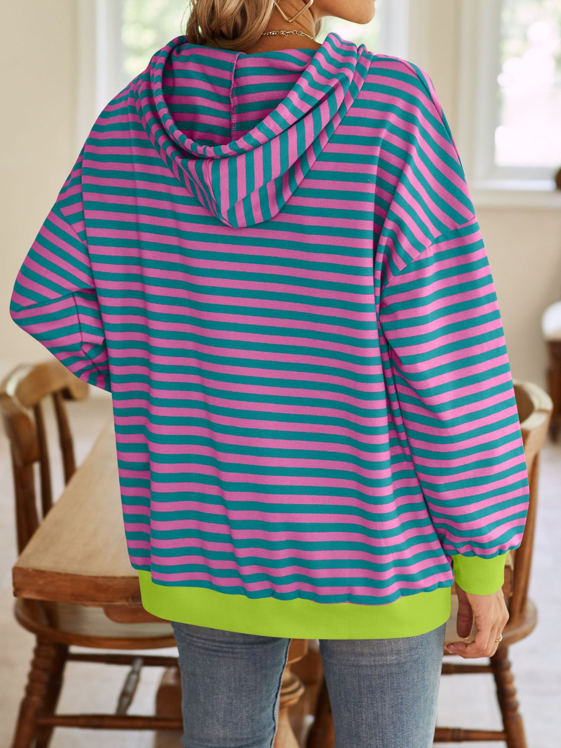 Striped Drawstring Hoodie