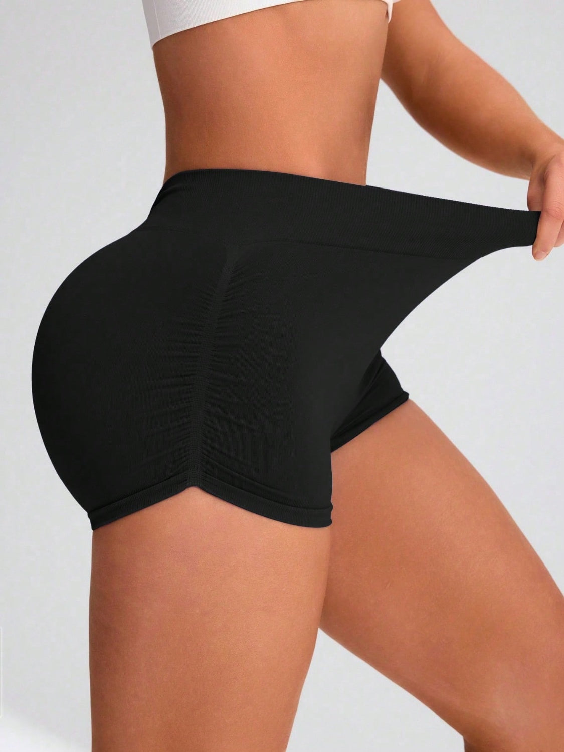 Elastic Waist Active Shorts Black