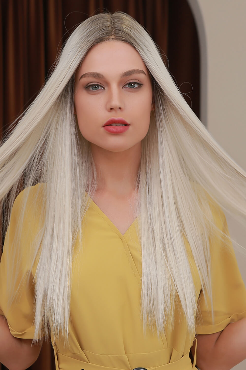 26" Long Straight Lace Front Wig (Heat Resistant Synthetic, 150% Density)