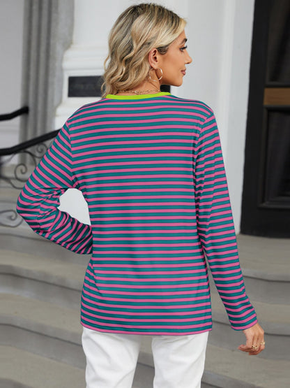 Striped Notch Neck Tee