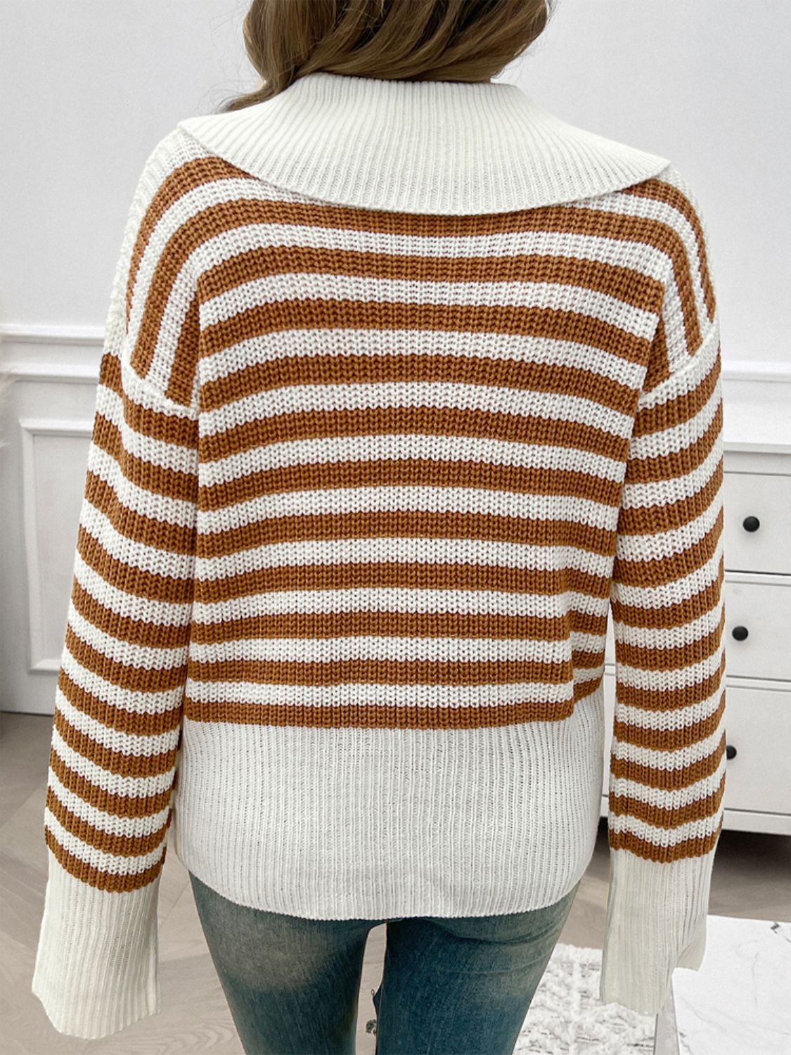 Women's Striped Sweater Collar