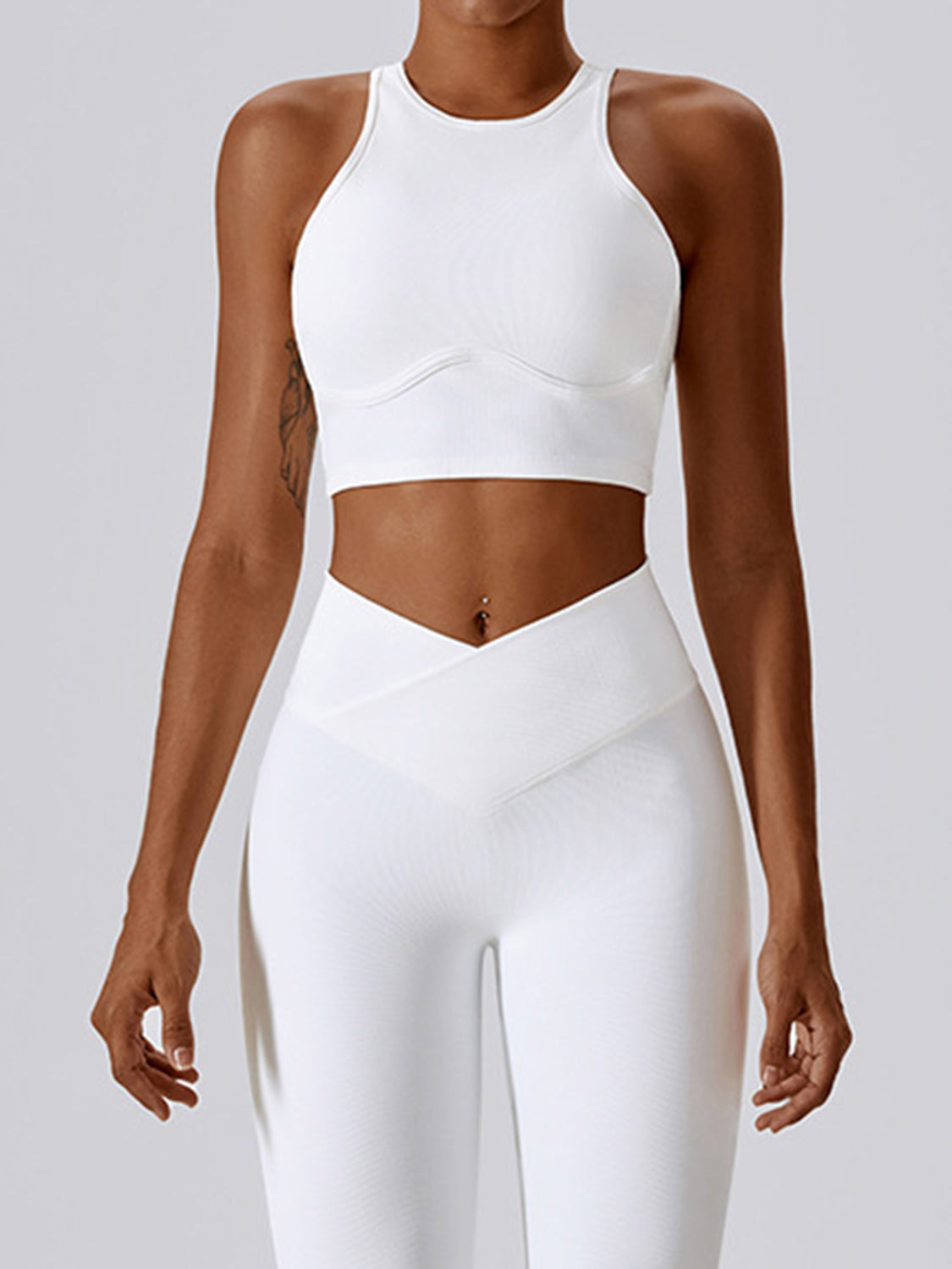 Moderate Support Racerback Tank with Cutout Detail White