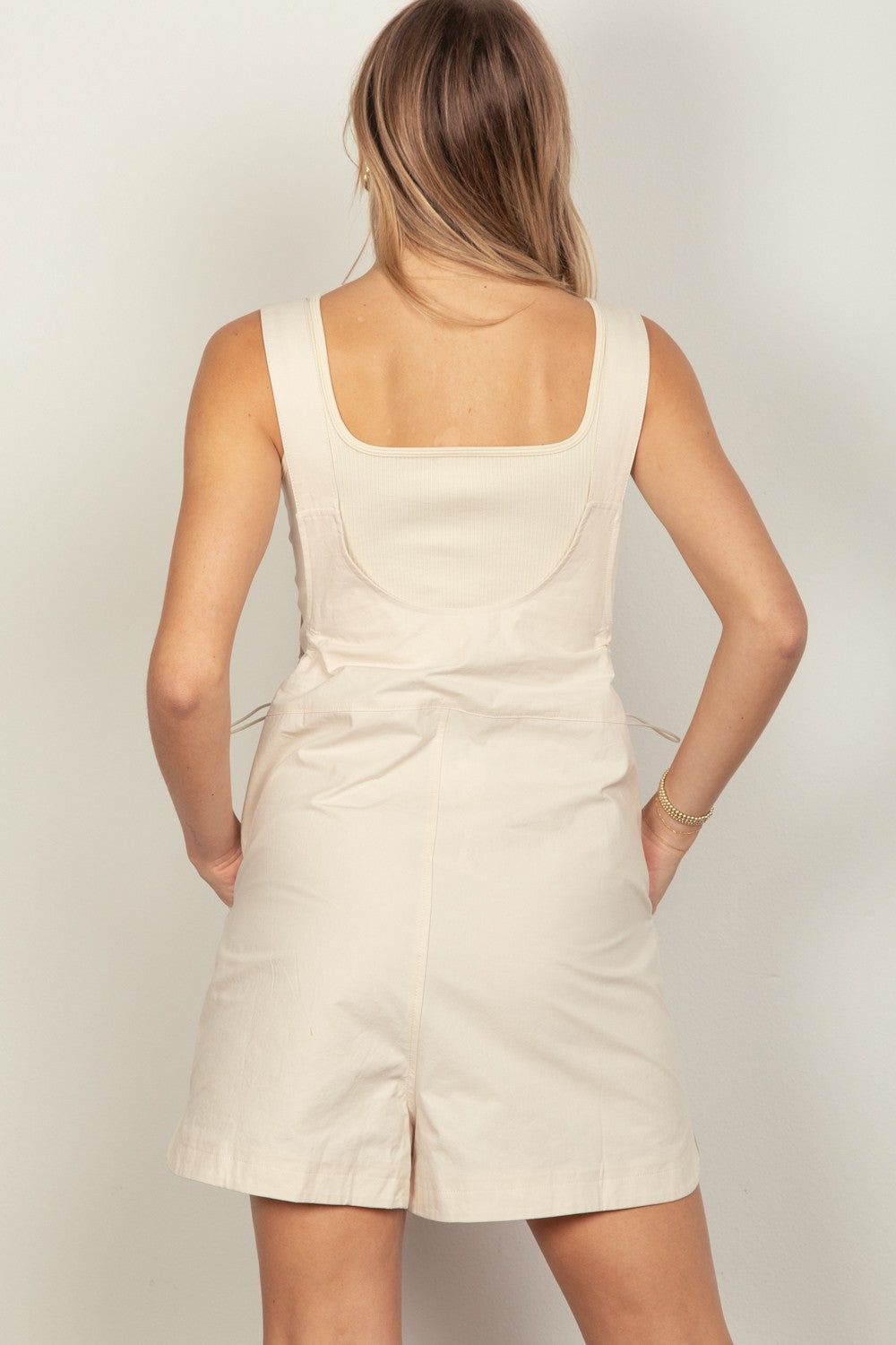 Adjustable Waist Cotton Romper with Suspenders