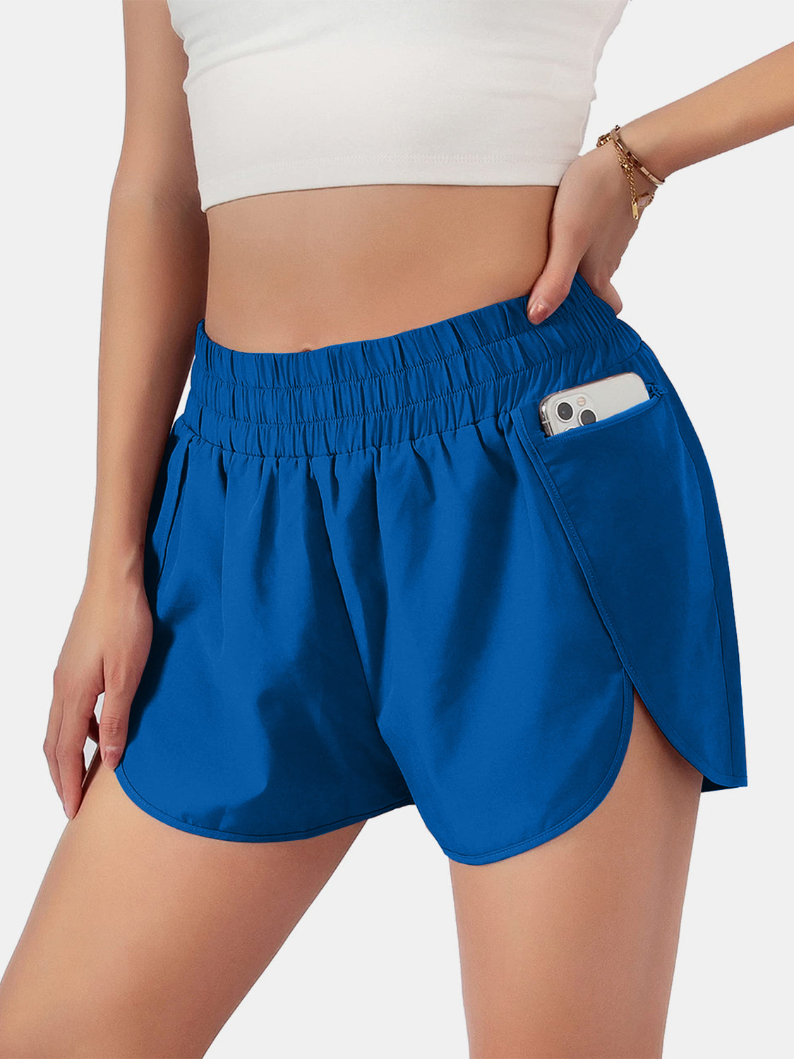 Elastic Waist Active Shorts Royal Blue