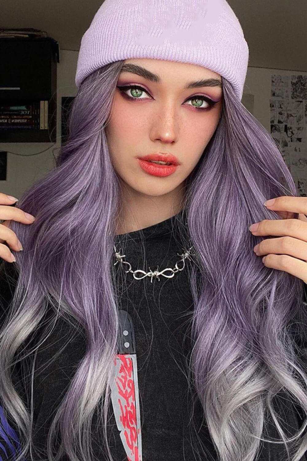 26" Wavy Wig in Stunning Purple