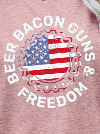 Flag Tee with Beer, Bacon & Freedom