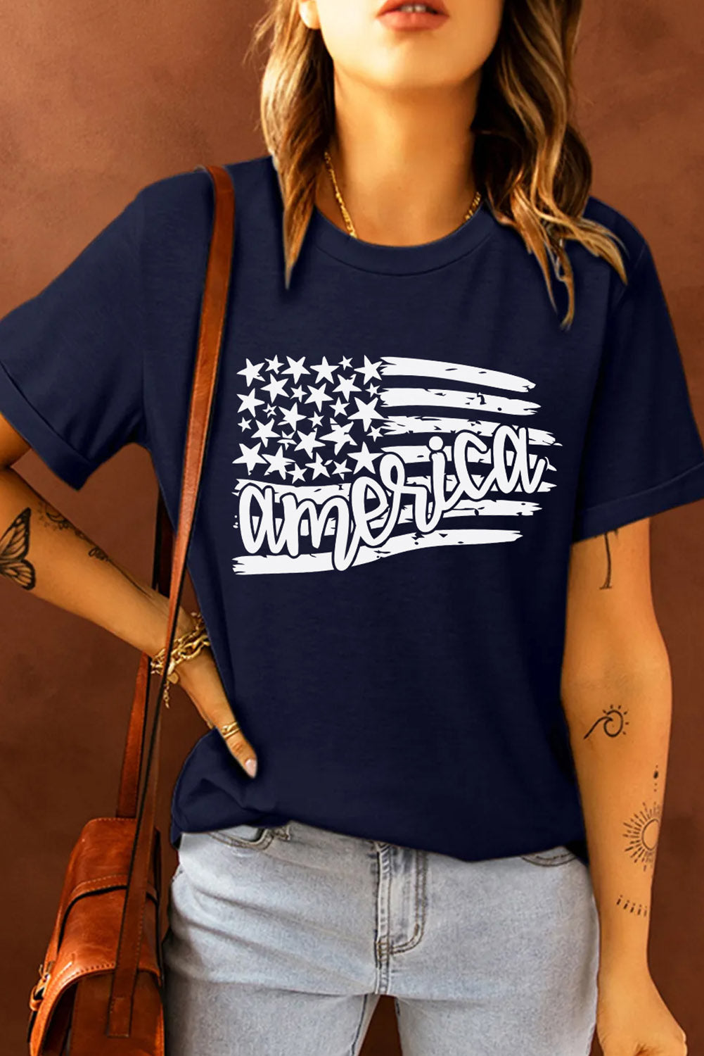 Patriotic USA Flag Tee for Women