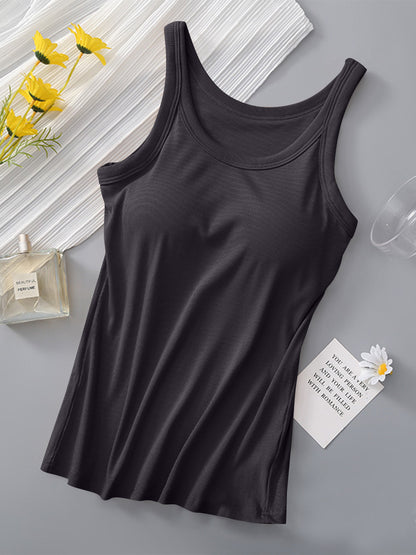 Built-in Bra Tank Top Dark Gray