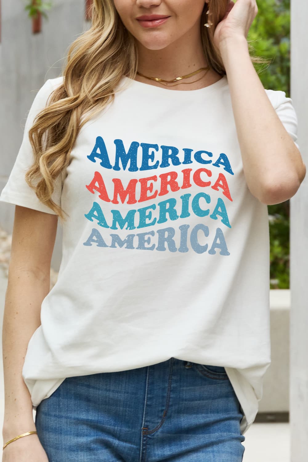 Simply Love AMERICA Graphic Cotton Tee Bleach