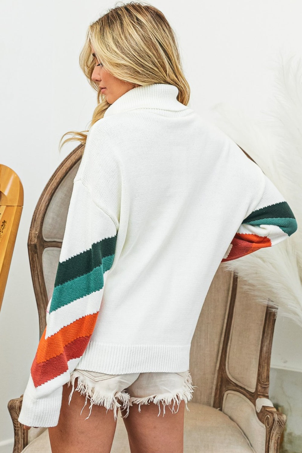 Chevron Half-Zip Sweater