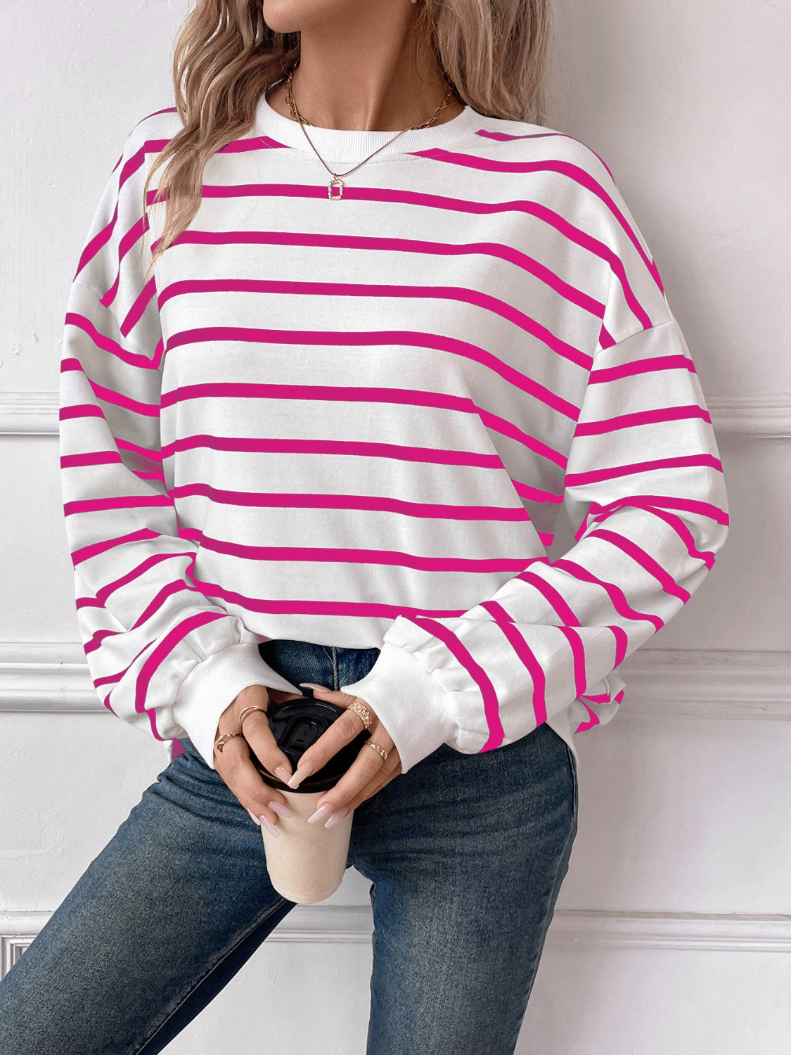 Striped Long Sleeve Sweatshirt