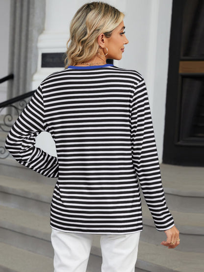 Striped Notch Neck Tee