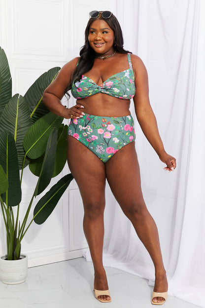 Sage Twist-Front High-Waisted Bikini