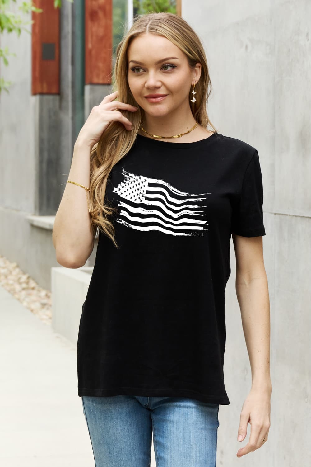 Simply Love Full Size US Flag Graphic Cotton Tee