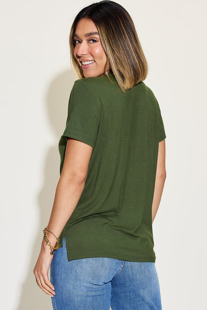 Soft Rayon V-Neck Hi-Lo T-Shirt