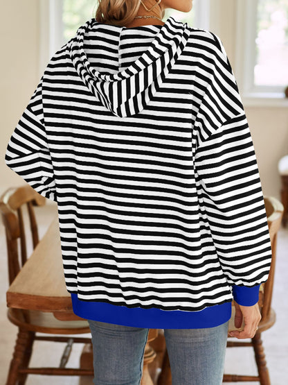 Striped Drawstring Hoodie