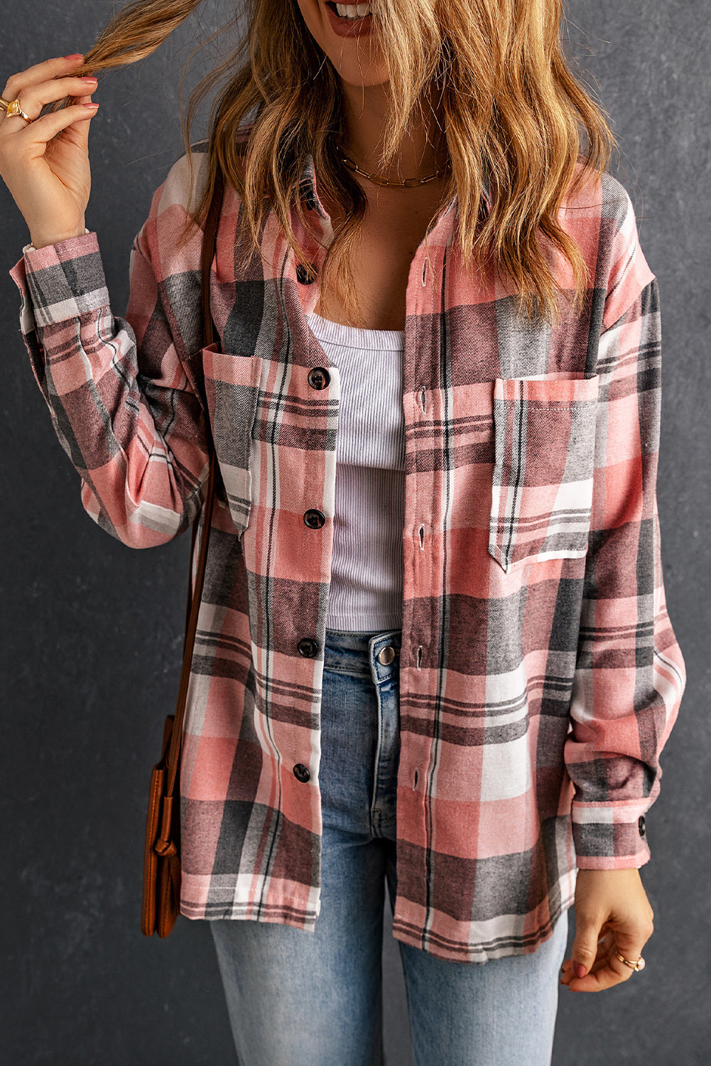 Oversized Plaid Shirt Jacket Plaid