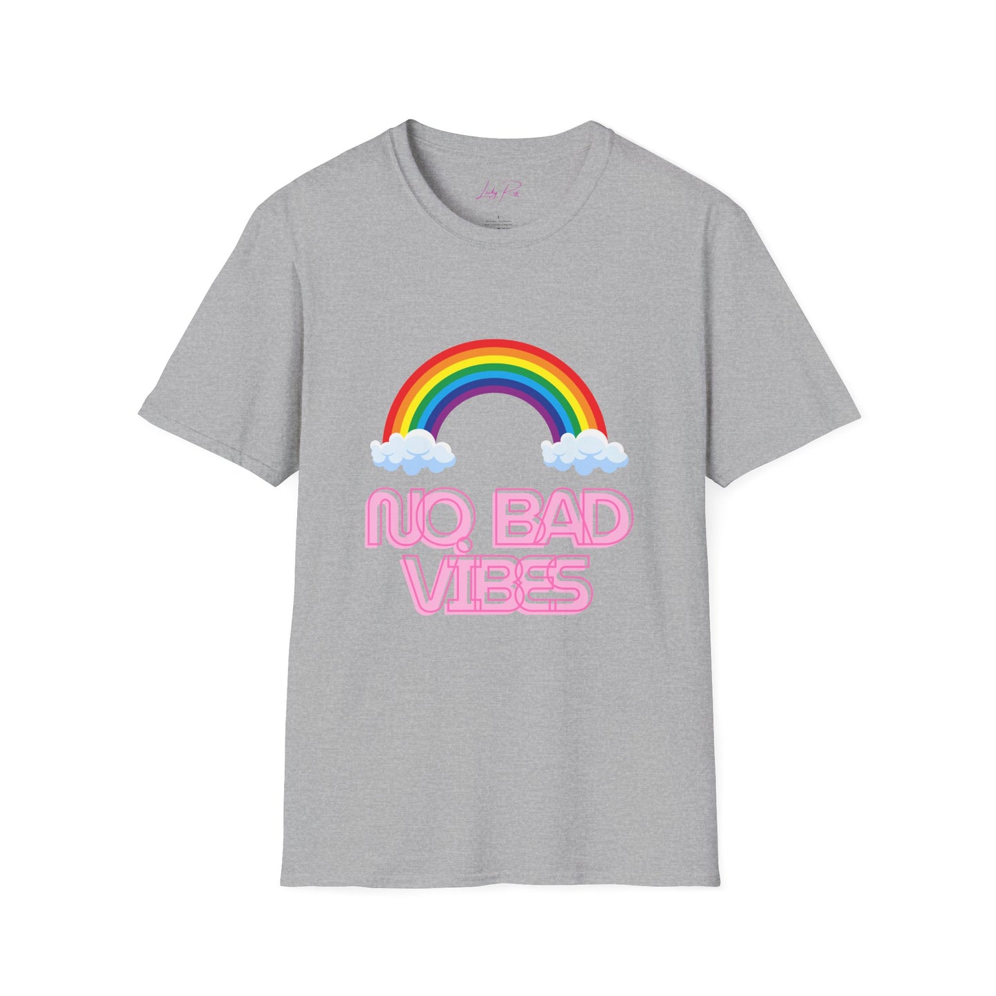 No Bad Vibes Rainbow T-Shirt – Spread Positivity in Style Sport Grey