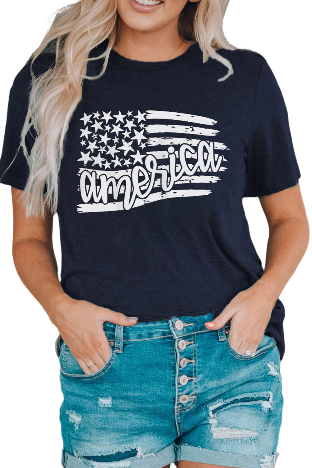 Patriotic USA Flag Tee for Women