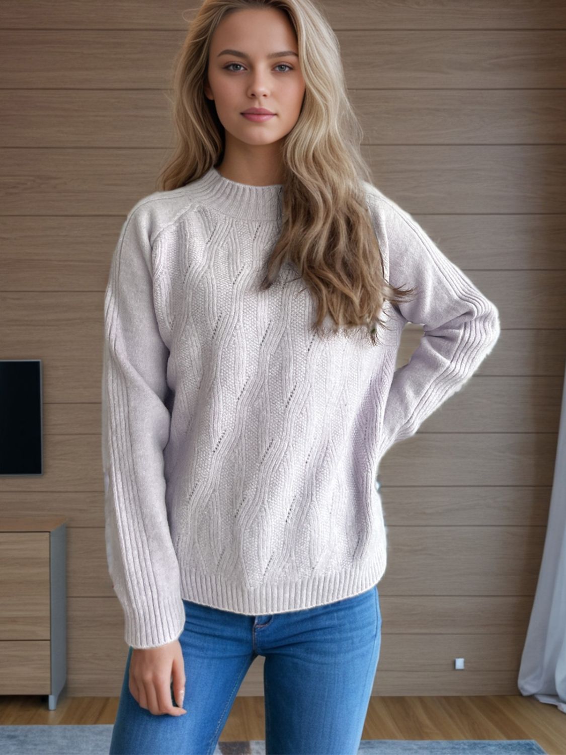 Mock Neck Long Sleeve Sweater