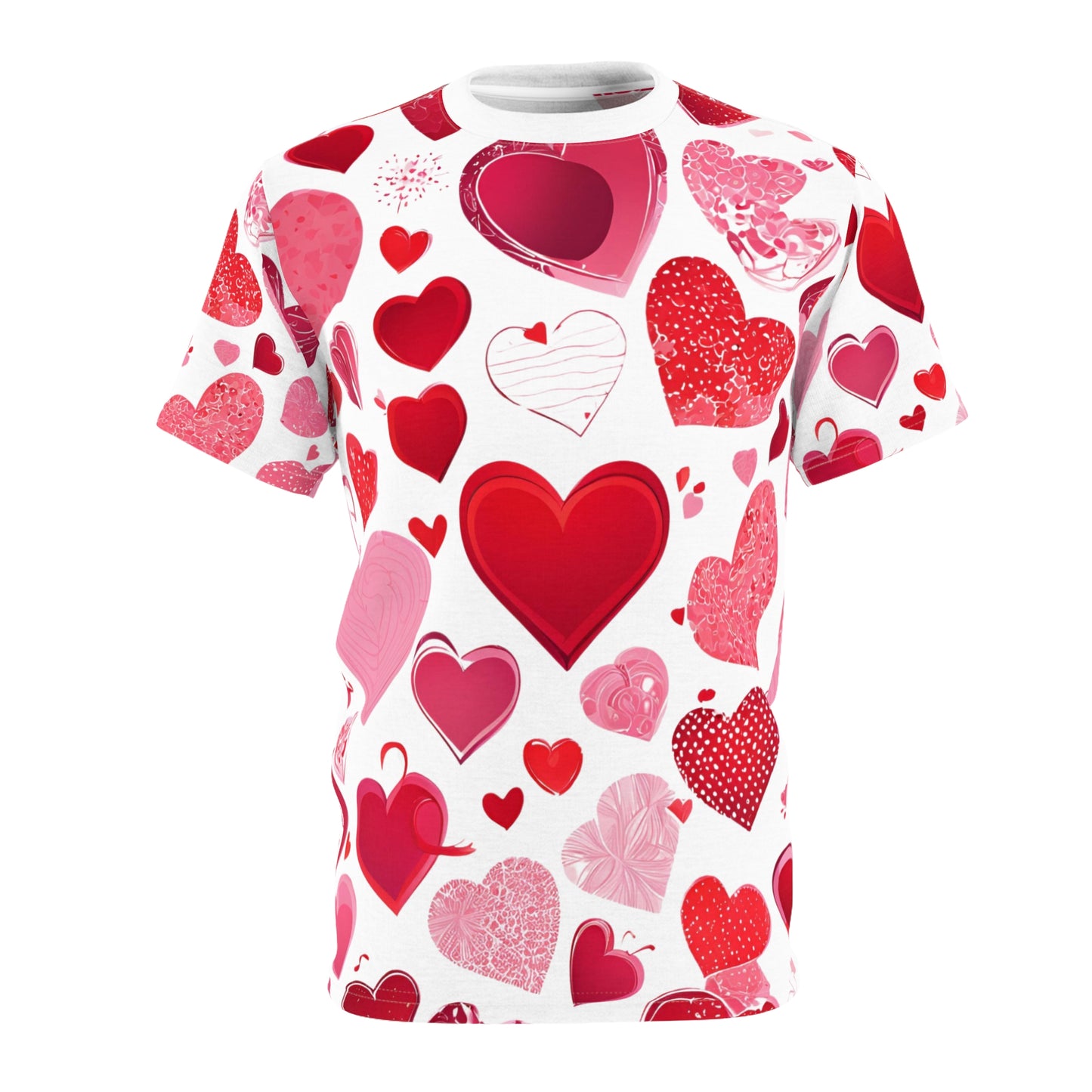 Valentine’s Day Heart Print Tee – Love in Every Stitch White stitching