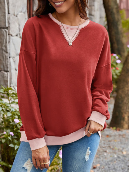 Women's Contrast Long Sleeve Sweatshirt