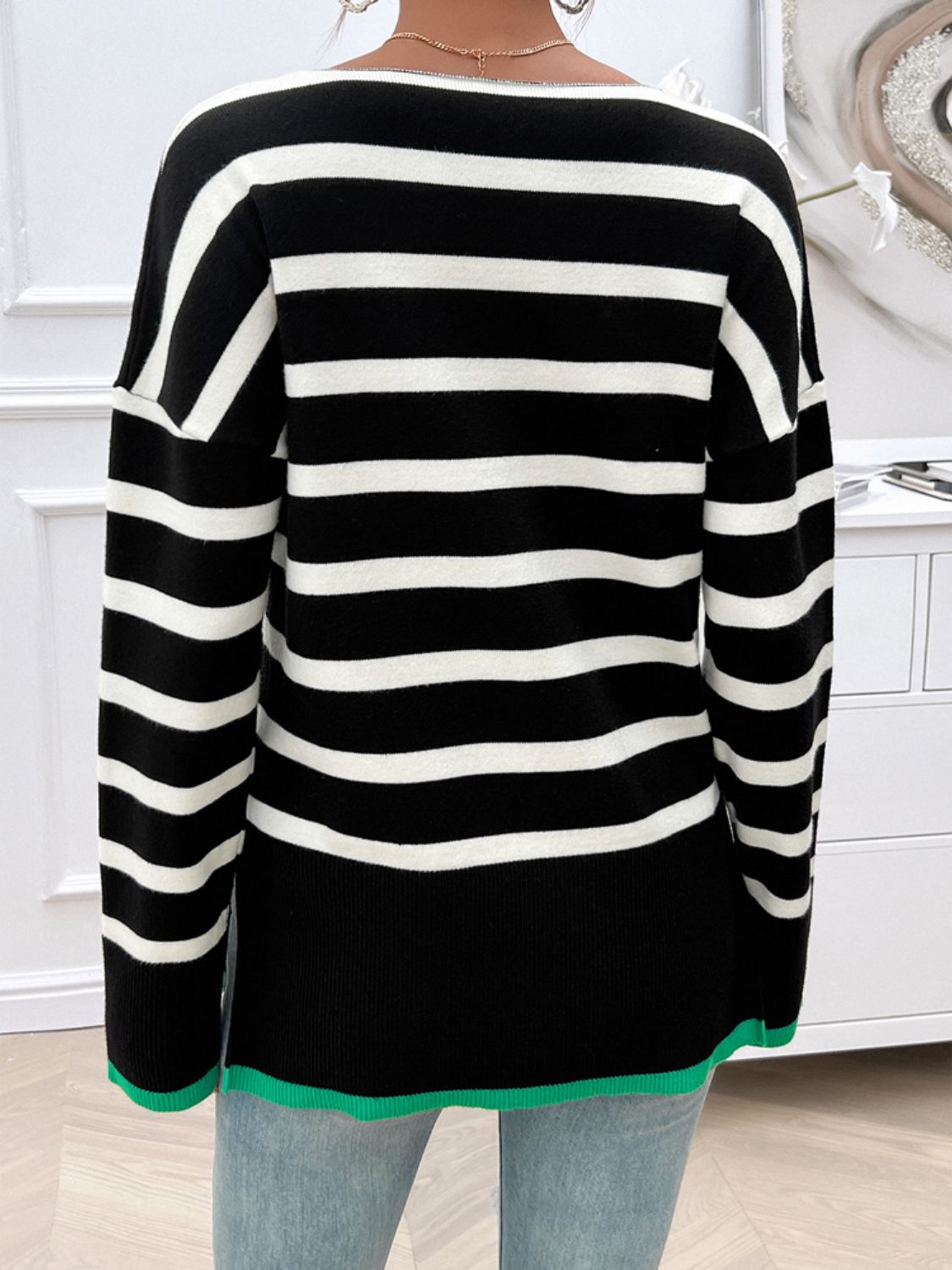 Striped V-Neck Sweater