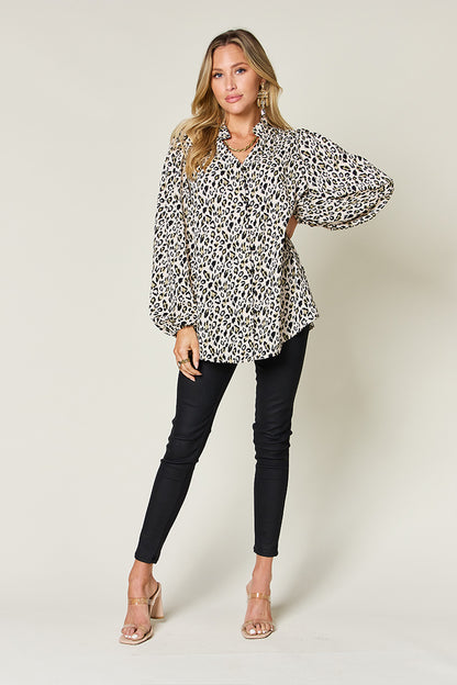 Leopard Print Long Sleeve Blouse