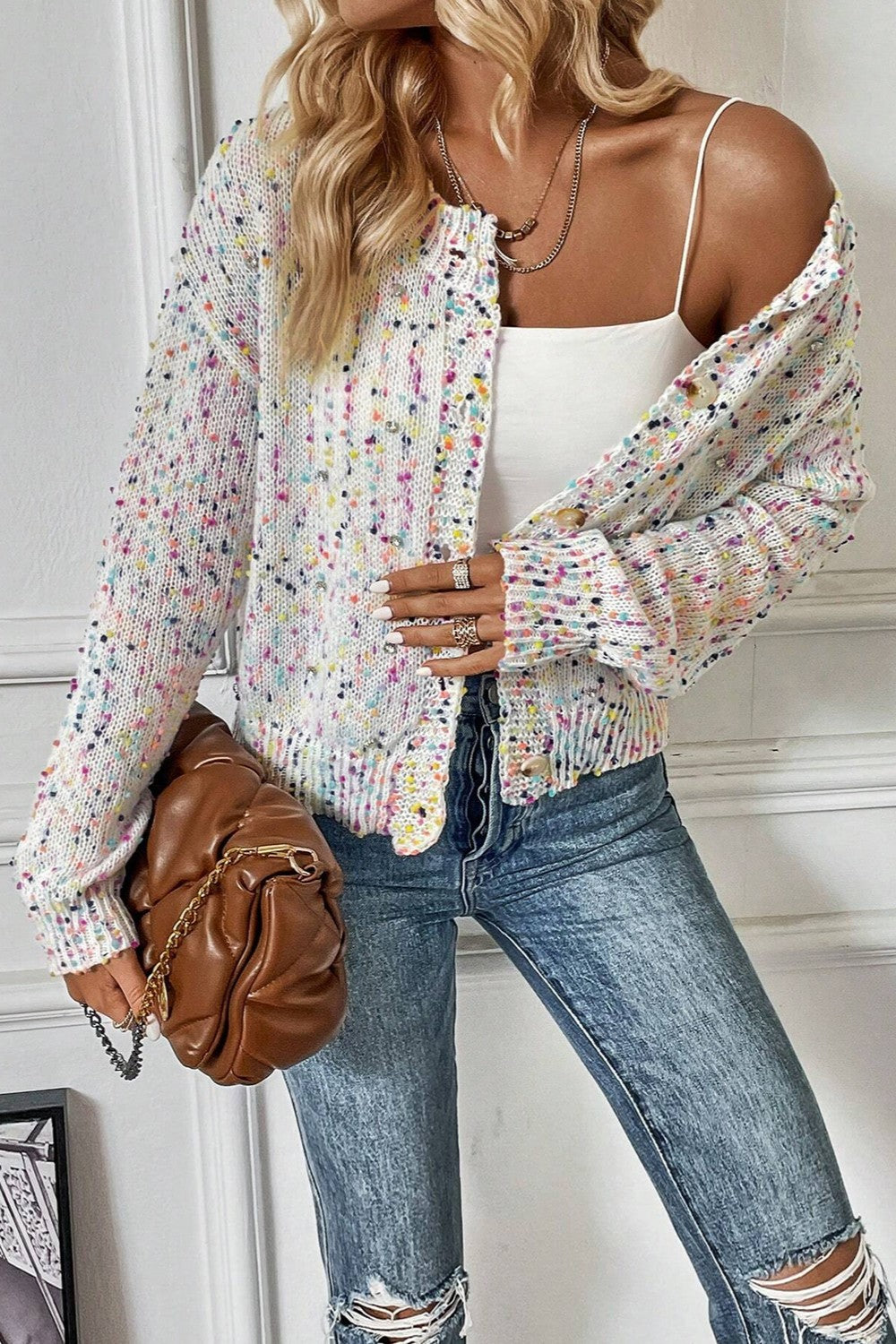 Women's Colorful Button-Down Cardigan