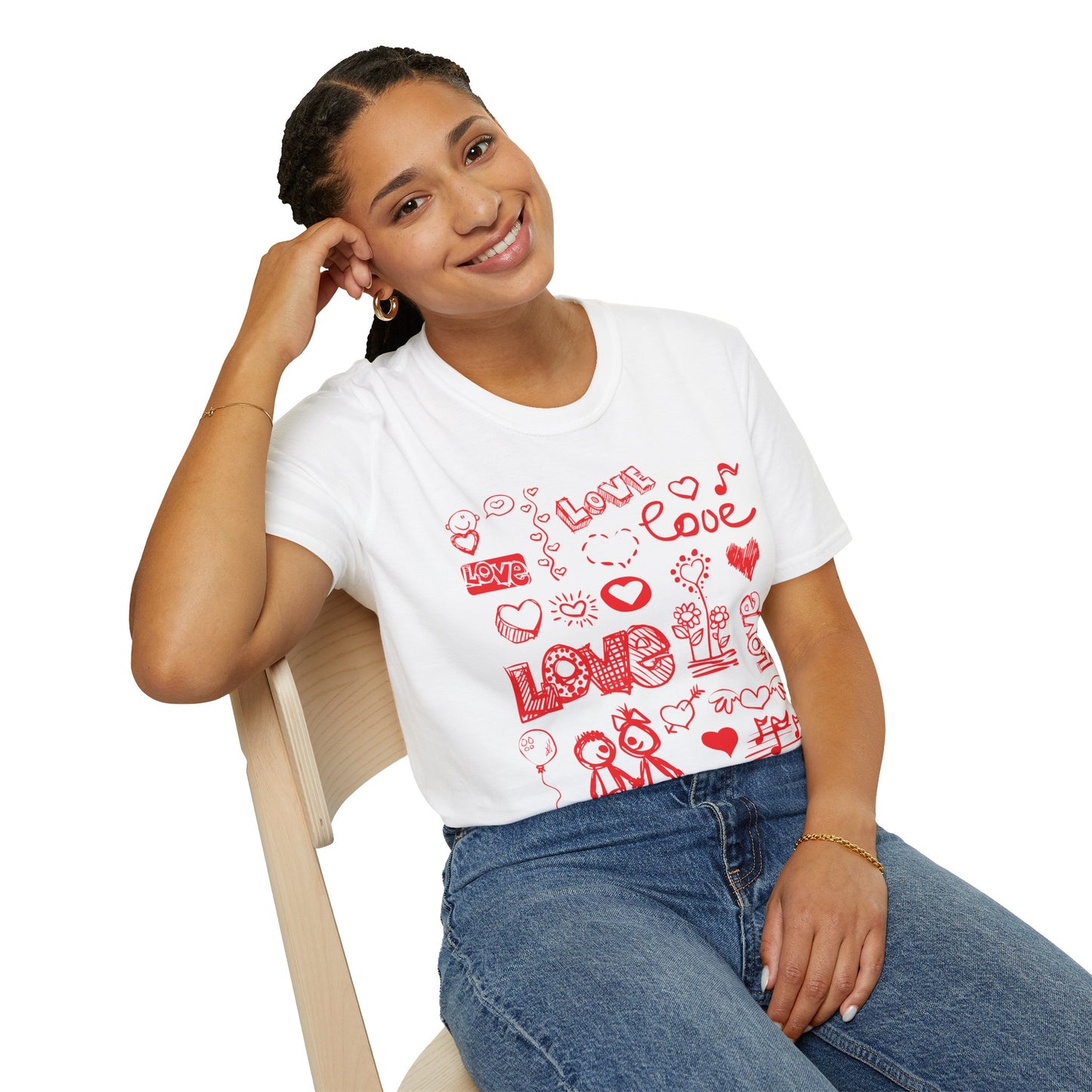 Playful Love Doodle Women’s T-Shirt – Valentine’s Day Edition