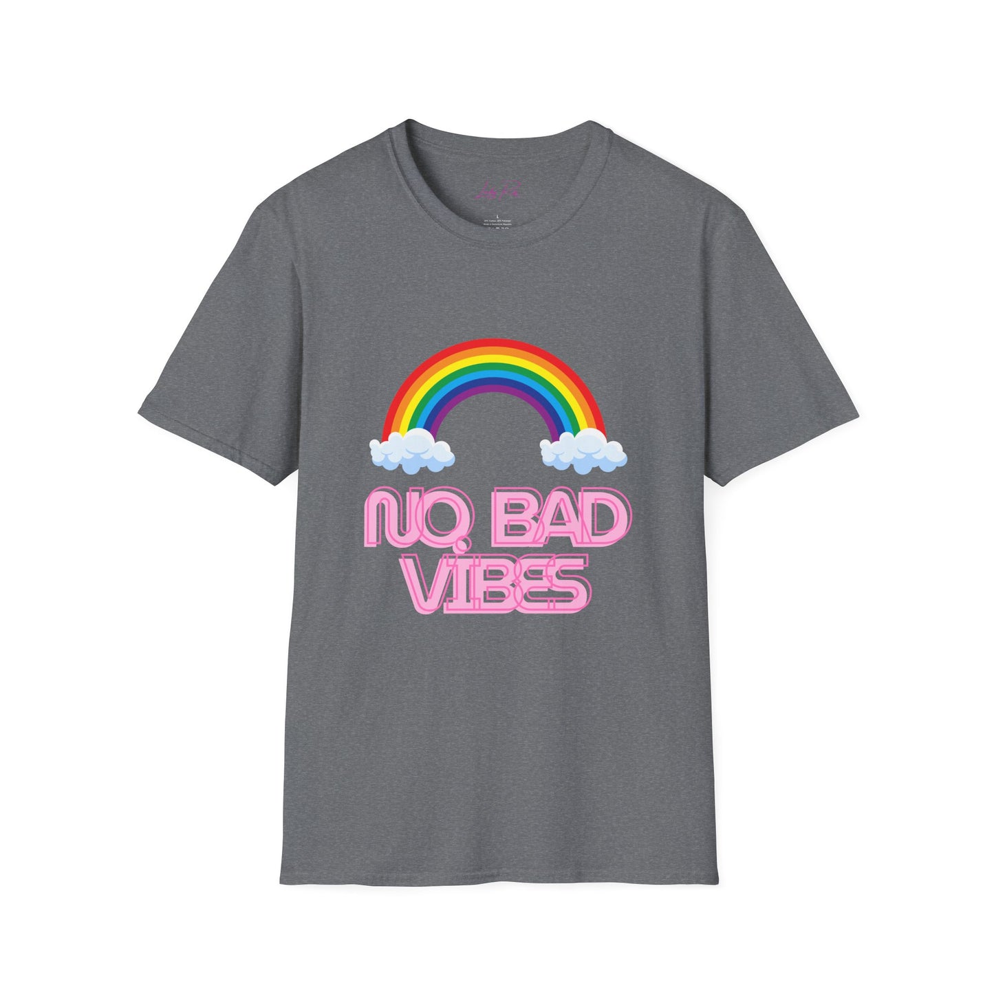 No Bad Vibes Rainbow T-Shirt – Spread Positivity in Style Graphite Heather