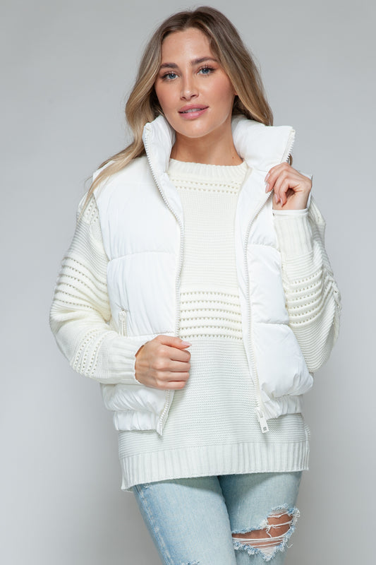 Snobbish Fine Fur Lining Quilted Vest Off White