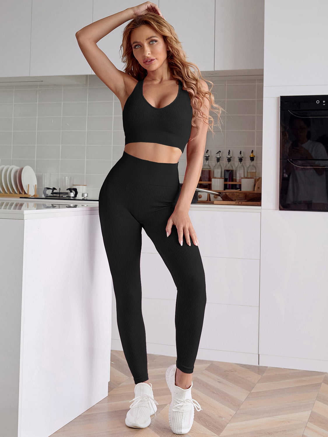 Sport Tank and Leggings Set Black