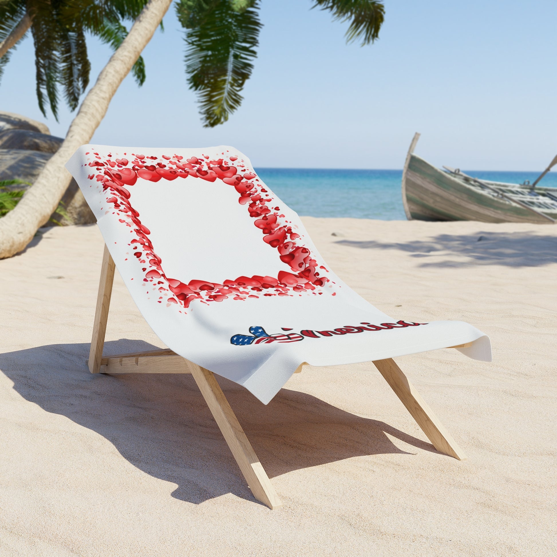 American Heart Beach Towel – Red, White, and Love