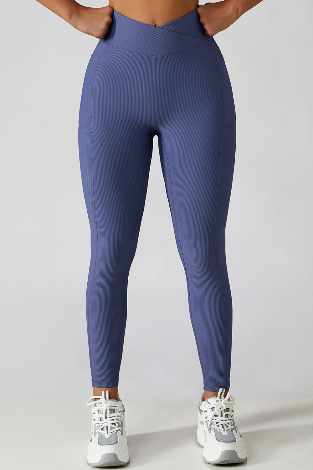 High-Waist Pocket Leggings with Crossover Detail