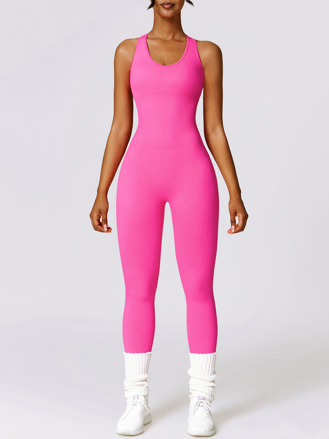 Cutout Racerback Active Jumpsuit Hot Pink