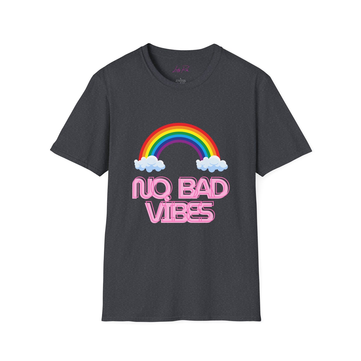 No Bad Vibes Rainbow T-Shirt – Spread Positivity in Style Dark Heather Grey