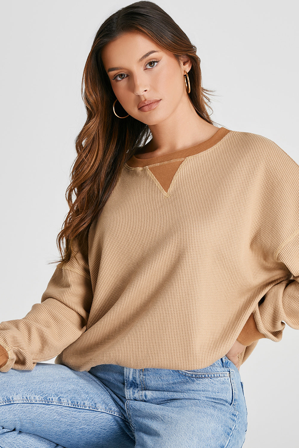 Classic Waffle Knit Back-to-School Sweatshirt