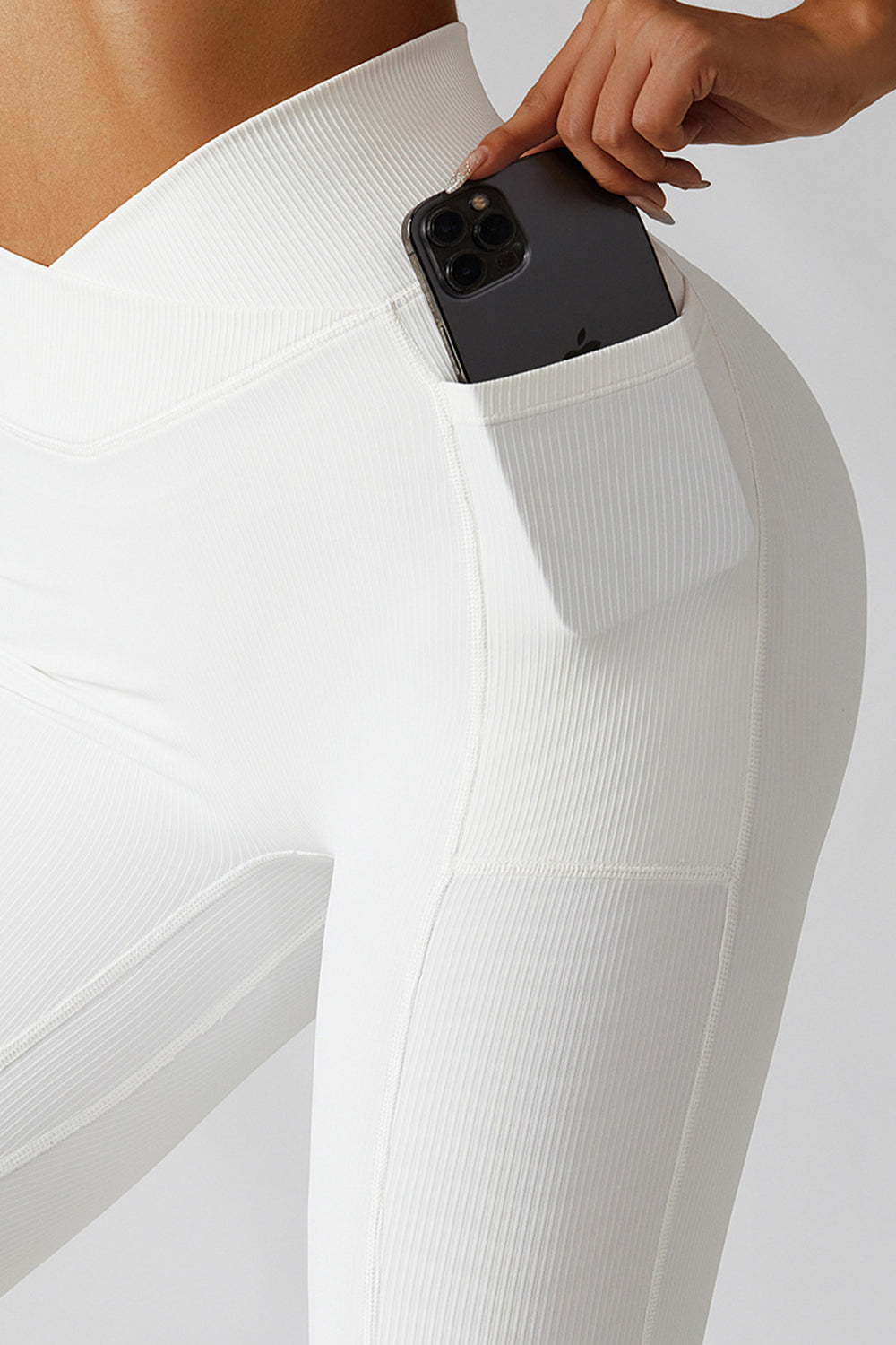 High-Waist Pocket Leggings with Crossover Detail