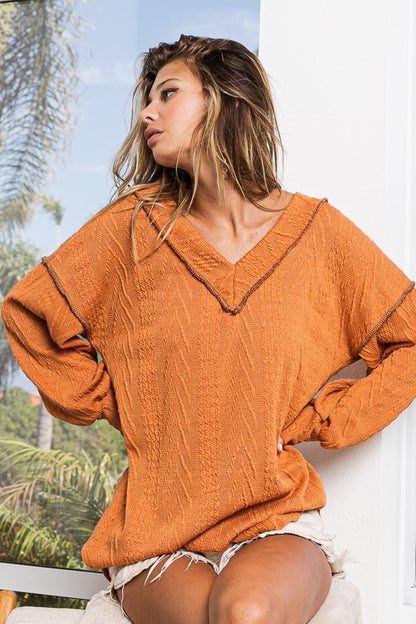 Women's Oversized Textured Knit Sweater