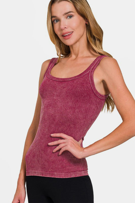 Zenana Ribbed Scoop Neck Tank