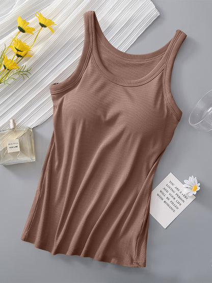 Built-in Bra Tank Top Khaki