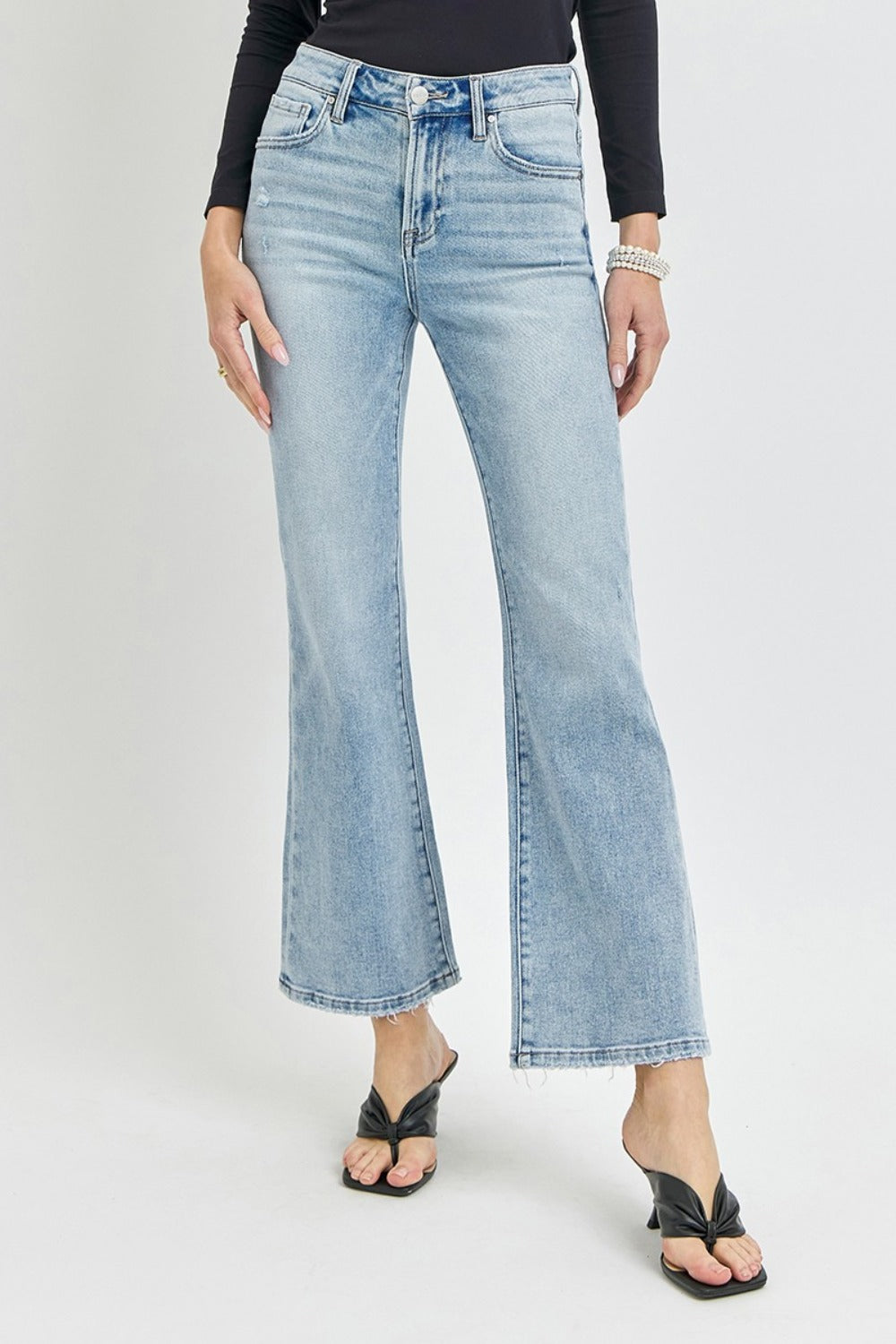 RISEN Full Size High Rise Ankle Flare Jeans Light